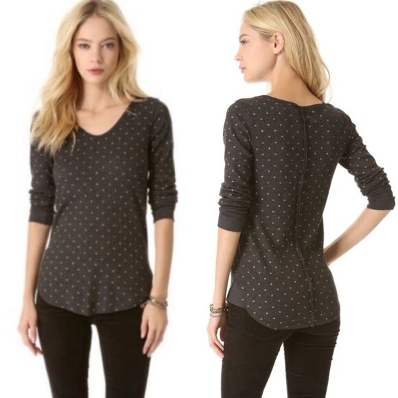 Free People‎ Printed Thermal Desperate Polka Dot Waffle Knit Size Small Bohemian - Picture 1 of 14